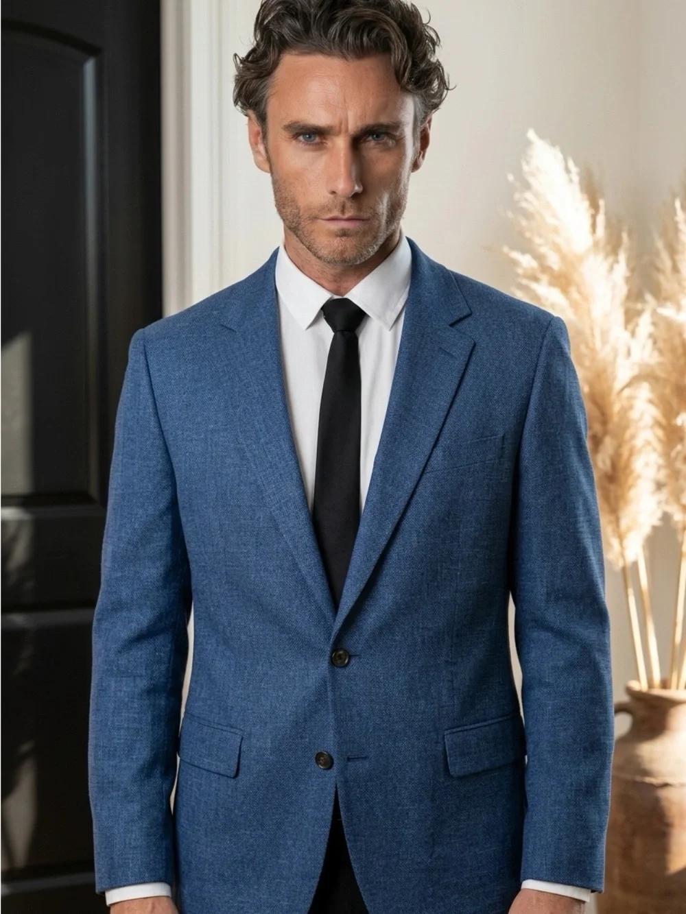Men's Tailored Blue Textured Sport Coat